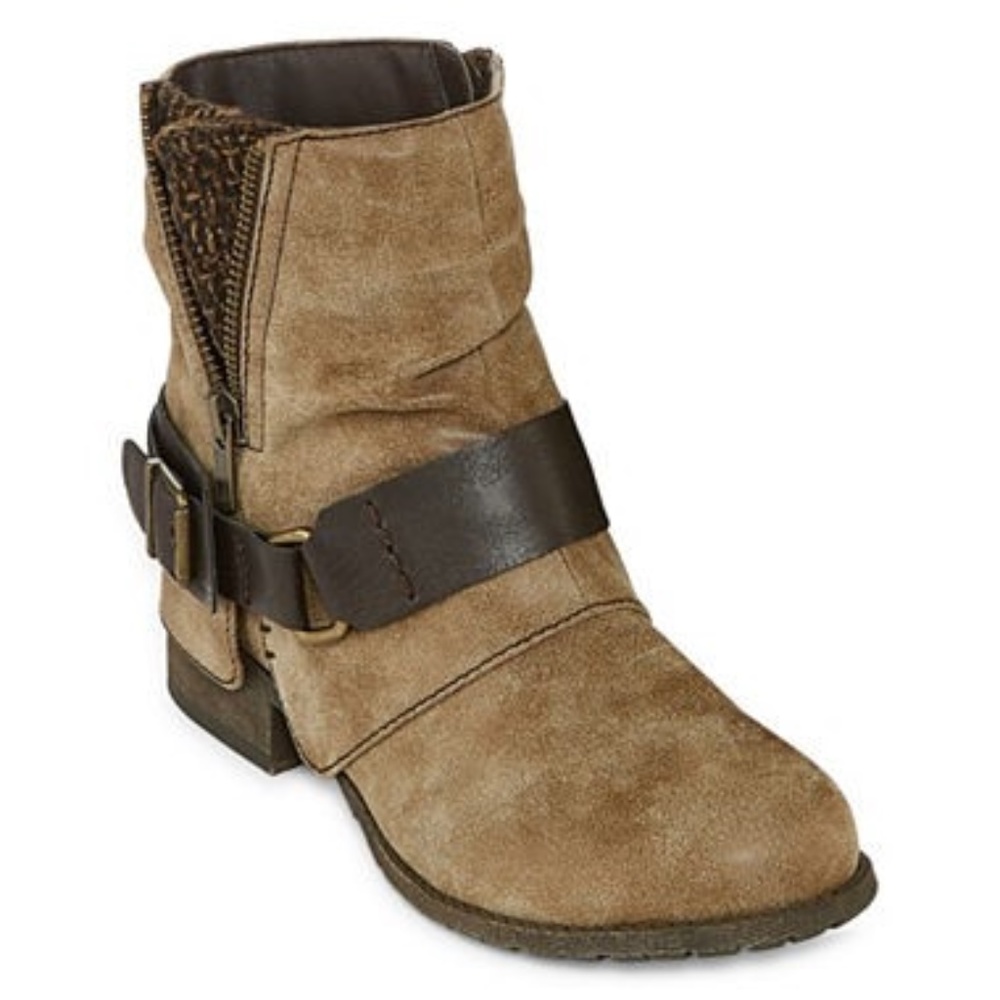 Pop Womens Prague Booties Block Heel Zip